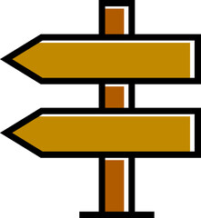 wooden street signpost and signage icon