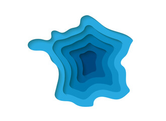 France 3d symbol in paper cut style. France map illustration design. Country map cut out of paper banner. Illustration for website design