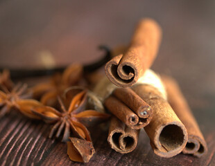 cinnamon sticks and anise stars