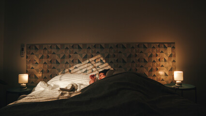 Girl Wake Up In The Bed Sunny Day