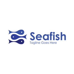 Sea Fish Logo Design Template with a fish icon and sea. Perfect for business, company, mobile, app, restaurant, etc