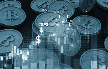 Bitcoin stock market concept. 3d illustration..