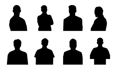 Silhouettes of people.  Profile icon. Avatar icons set. Male head silhouettes. Vector