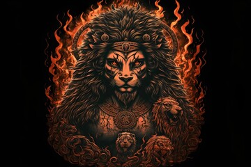 indian hindu lion god - obrazy, fototapety, plakaty
