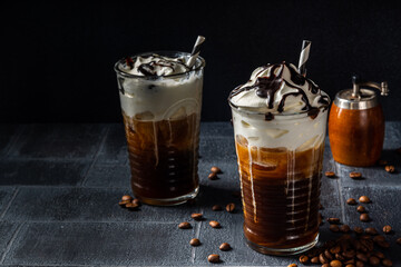 Coffee latte cocktail with whipped cream