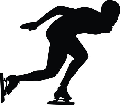 man athlete speed skater ice skating race