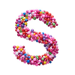 Capital letter Z made of multi-colored balls, isolated on a white background.