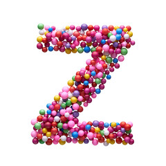 Capital letter Z made of multi-colored balls, isolated on a white background.