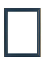 photo frame made of wood painted in blue and gold on white