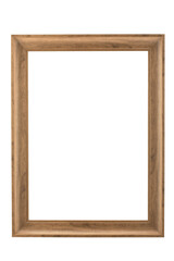 Fototapeta premium Photo frame made of pine wood on white background