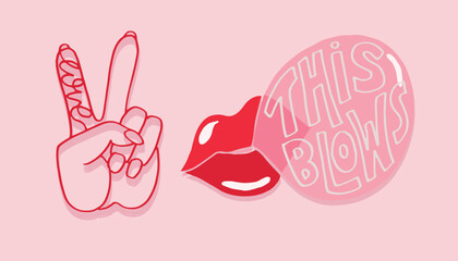 Lettering postcard about love. Happy Valentine'day card - hand drawn doodle lettering postcard. Heart, be mine. Vector. Pattern, background. 