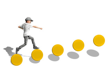 growth business concept. young businessman climbing the career ladder