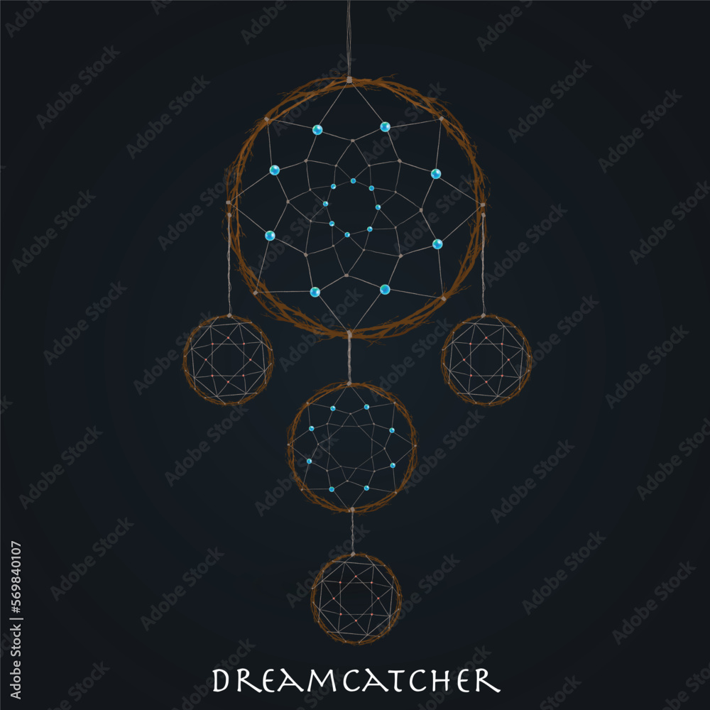 Wall mural dreamcatcher wooden circles