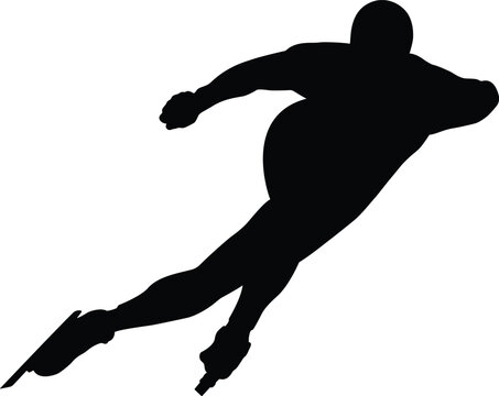 recommend clip art: athlete speed skating running race black silhouette