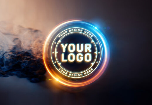 Glowing Logo Mockup with Smoke and Halos
