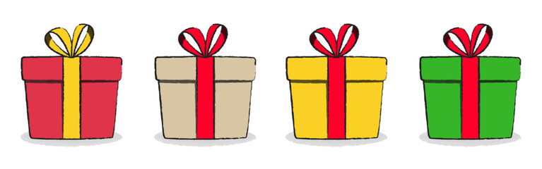 Surprise gift box, birthday celebration, special give away package, loyalty program reward, wonder gift with exclamation mark, vector icon, flat illustration. Cartoon style