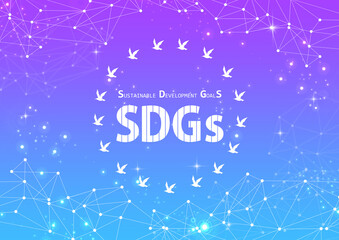 SDGSの文字とビジネスネットワークのテクスチャ素材
