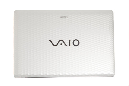 Moscow, Russia, 09 February 2023: White color Sony Vaio Laptop.