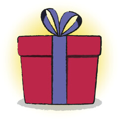 Surprise gift box, birthday celebration, special give away package, loyalty program reward, wonder gift with exclamation mark, vector icon, flat illustration. Cartoon style