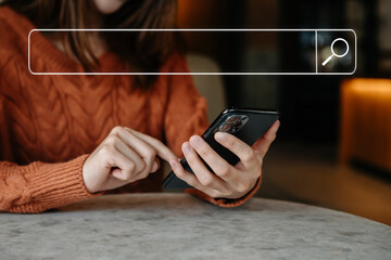 Searching Browsing Internet Data Information Networking Concept. with mobile  and computer virtual icon .
