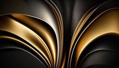 black and gold gradiant wallpaper background, smooth texture, Made by AI,Artificial intelligence