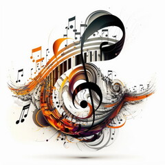 Musical symbols on white background, vector illustration, Made by AI,Artificial intelligence