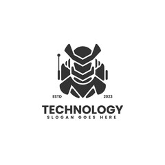 Vector Logo Illustration Robot silhouette Style
