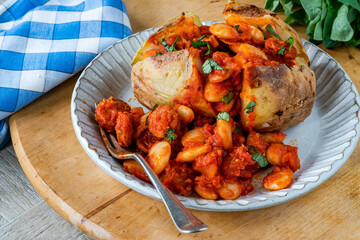 Chorizo and butterbean baked jacket potato