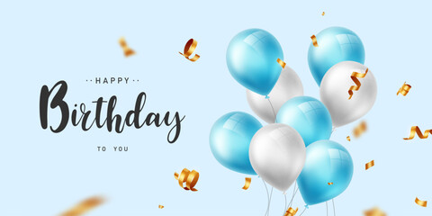 beautiful blue balloon background celebration birthday banner template vector illustration