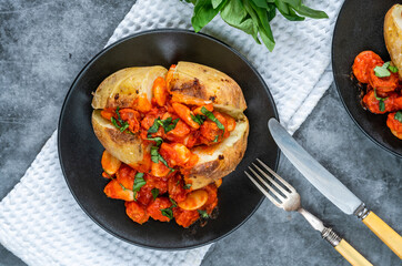 Chorizo and butterbean baked jacket potato