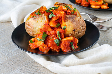 Chorizo and butterbean baked jacket potato