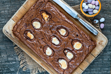 Home baked Easter egg brownies
