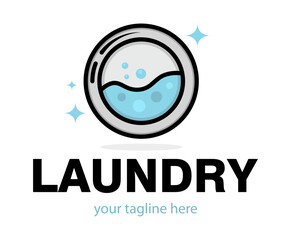 Vector Dry cleaning creative sign or logo. Laundry room emblem. Wash clothes icon.