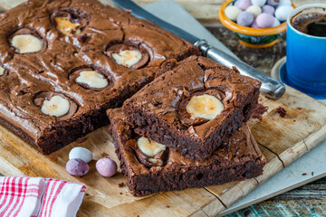 Home baked Easter egg brownies