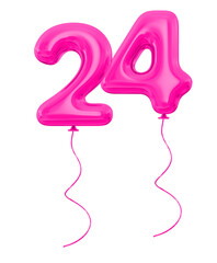 24 Pink Balloon Number