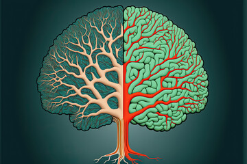 brain shaping tree, symbolizing emotional intelligence . Generative AI