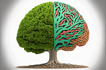 brain shaping tree, symbolizing emotional intelligence . Generative AI