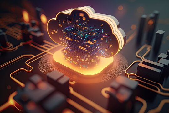 Cloud computing technology concept. AI generated	
