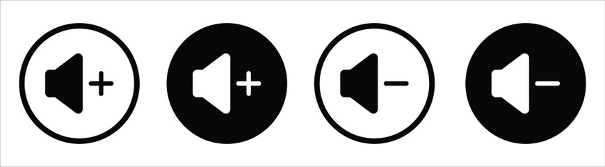 volume icon set. volume plus and minus icon collections symbol sign, vector illustration