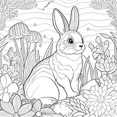 rabbit sitting in the garden close-up