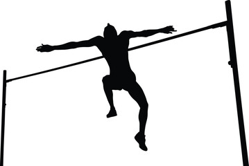 high jump man athlete jumping black silhouette