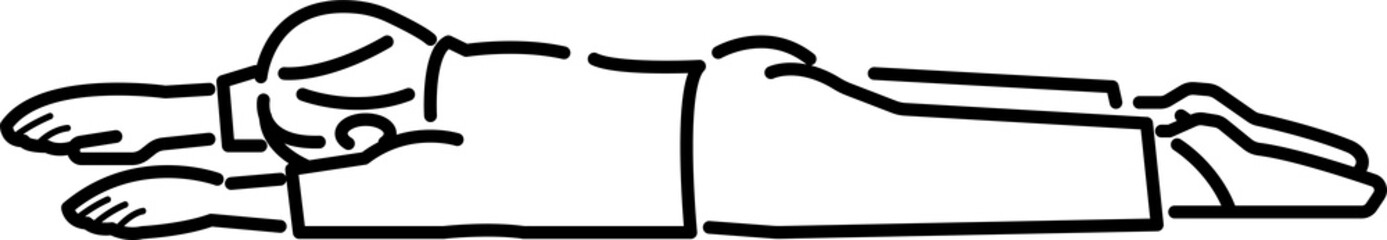 倒れた男性のイラスト素材　線画のみ