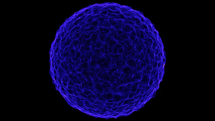 Abstract 3d futuristic sphere with connecting dots. Wireframe technology blue sphere. 3d rendering