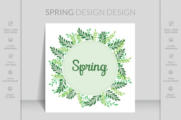 Spring floral frame. Vector illustration for labels, wedding invitation. Spring ornament concept. Hand drawn illustration. Vector layout decorative greeting card or invitation design background.
