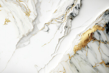 White and gold marble textured background. Abstract design, 4k wallpaper. AI
