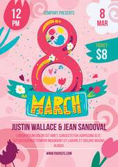 8 march advertising poster template vector