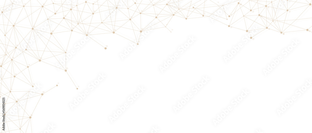 Wall mural beige network. abstract connection on white background. network technology background with dots and 