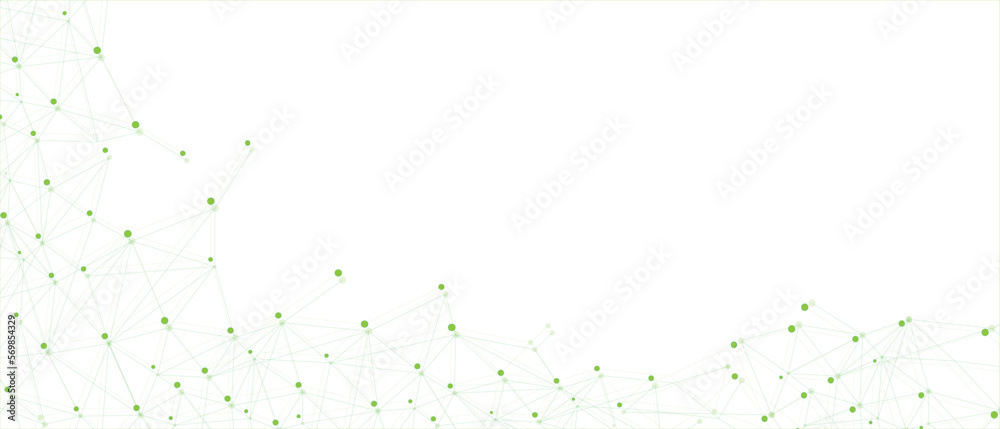 Wall mural green network. abstract connection on white background. network technology background with dots and 
