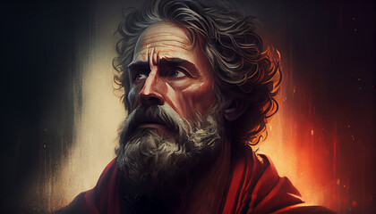 Saint Peter Apostle of Christ Colored Illustration. Generative Ai. - obrazy, fototapety, plakaty