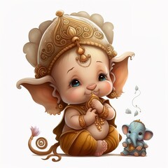 illustration of Ganesh Chaturthi festival of India. Generative AI